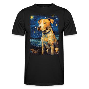 Pitbull Dog Starry Night - Men's Functional T-Shirt - black - Front - AI Model Male 178 dark (178cm)