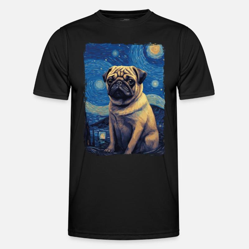 Mops Starry Night Männer Funktions-T-Shirt