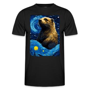 Loutre Nuit étoilée - T-shirt sport Homme - noir - Devant - AI Model Male 178 dark (178cm)
