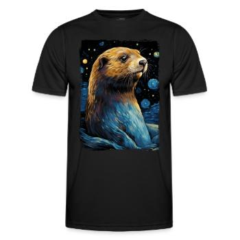 Otter Starry Night - Männer Funktions-T-Shirt - Schwarz - Vorne - AI Model Male 178 dark (178cm)