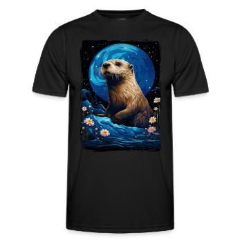 Otter Starry Night - Männer Funktions-T-Shirt - Schwarz - Vorne - AI Model Male 178 dark (178cm)