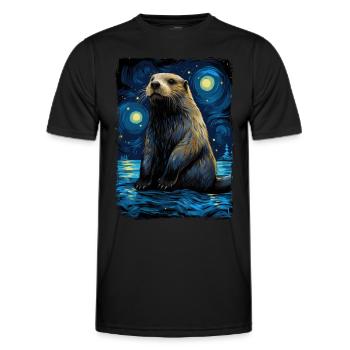 Otter Starry Night - Männer Funktions-T-Shirt - Schwarz - Vorne - AI Model Male 178 dark (178cm)