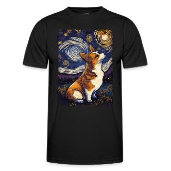 Corgi Starry Night - Männer Funktions-T-Shirt - Schwarz - Vorne - AI Model Male 178 dark (178cm)