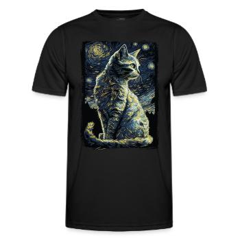 Cat Starry Night - Men's Functional T-Shirt - black - Front - AI Model Male 178 dark (178cm)