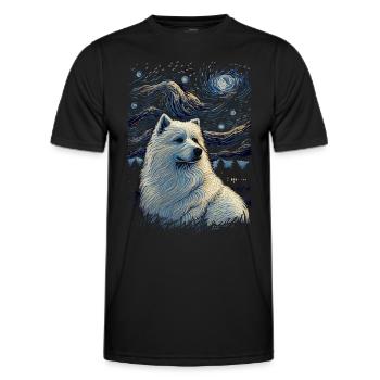 Samoyed Starry Night - Männer Funktions-T-Shirt - Schwarz - Vorne - AI Model Male 178 dark (178cm)