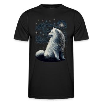 Samoyed Starry Night - Men's Functional T-Shirt - black - Front - AI Model Male 178 dark (178cm)