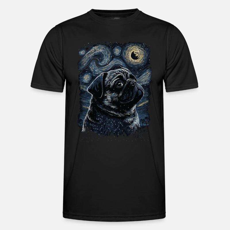 Mops Starry Night - Männer Funktions-T-Shirt - Schwarz