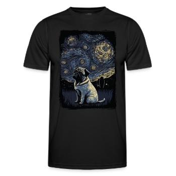Pug Starry Night - Men's Functional T-Shirt - black - Front - AI Model Male 178 dark (178cm)