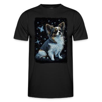 Papillon Hund Starry Night - Männer Funktions-T-Shirt - Schwarz - Vorne - AI Model Male 178 dark (178cm)