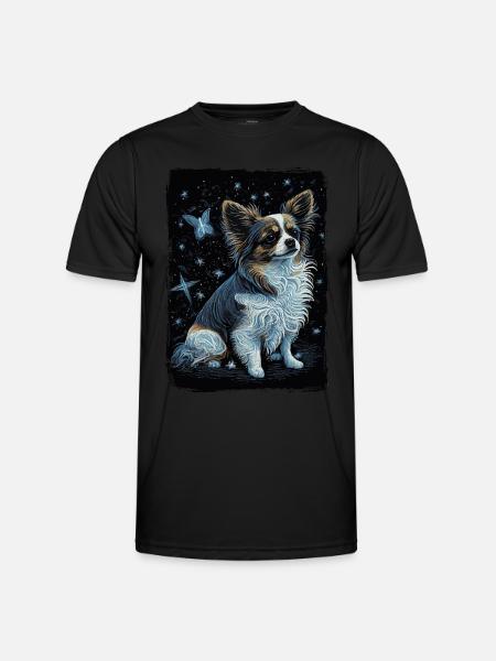 Papillon Hund Starry Night - Männer Funktions-T-Shirt - Schwarz