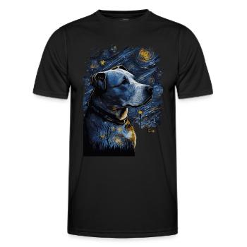 Pitbull Dog Starry Night - Men's Functional T-Shirt - black - Front - AI Model Male 178 dark (178cm)