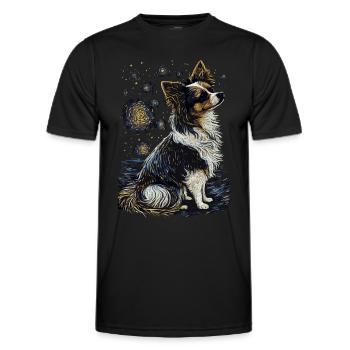 Papillon Hund Starry Night - Männer Funktions-T-Shirt - Schwarz - Vorne - AI Model Male 178 dark (178cm)