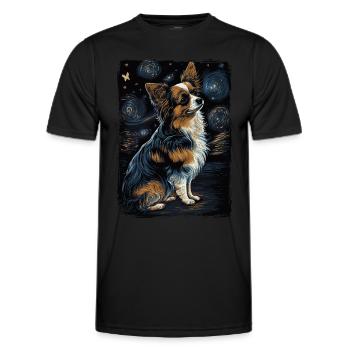 Papillon Hund Starry Night - Männer Funktions-T-Shirt - Schwarz - Vorne - AI Model Male 178 dark (178cm)