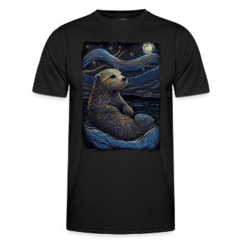 Otter Starry Night - Männer Funktions-T-Shirt - Schwarz - Vorne - AI Model Male 178 dark (178cm)