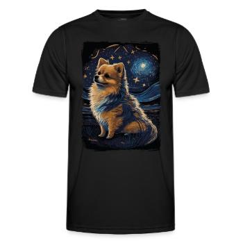 Zwergspitz Starry Night - Männer Funktions-T-Shirt - Schwarz - Vorne - AI Model Male 178 dark (178cm)