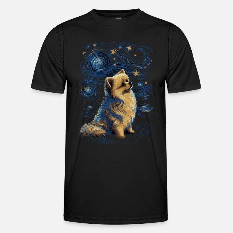 Zwergspitz Starry Night - Männer Funktions-T-Shirt - Schwarz