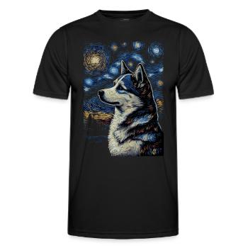 Husky Starry Night - Männer Funktions-T-Shirt - Schwarz - Vorne - AI Model Male 178 dark (178cm)