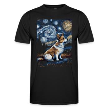 Corgi Starry Night - Männer Funktions-T-Shirt - Schwarz - Vorne - AI Model Male 178 dark (178cm)