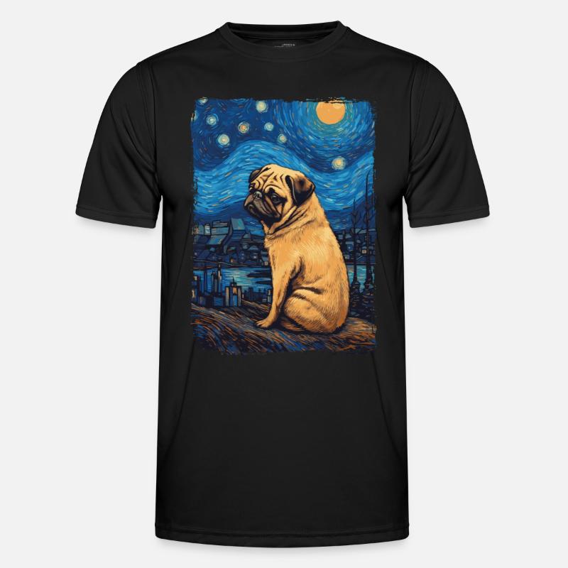 Mops Starry Night Männer Funktions-T-Shirt