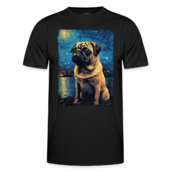 Pug Starry Night - Men's Functional T-Shirt - black - Front - AI Model Male 178 dark (178cm)