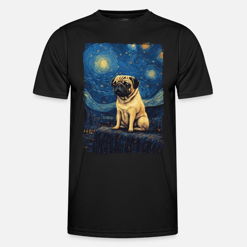 Mops Starry Night Männer Funktions-T-Shirt