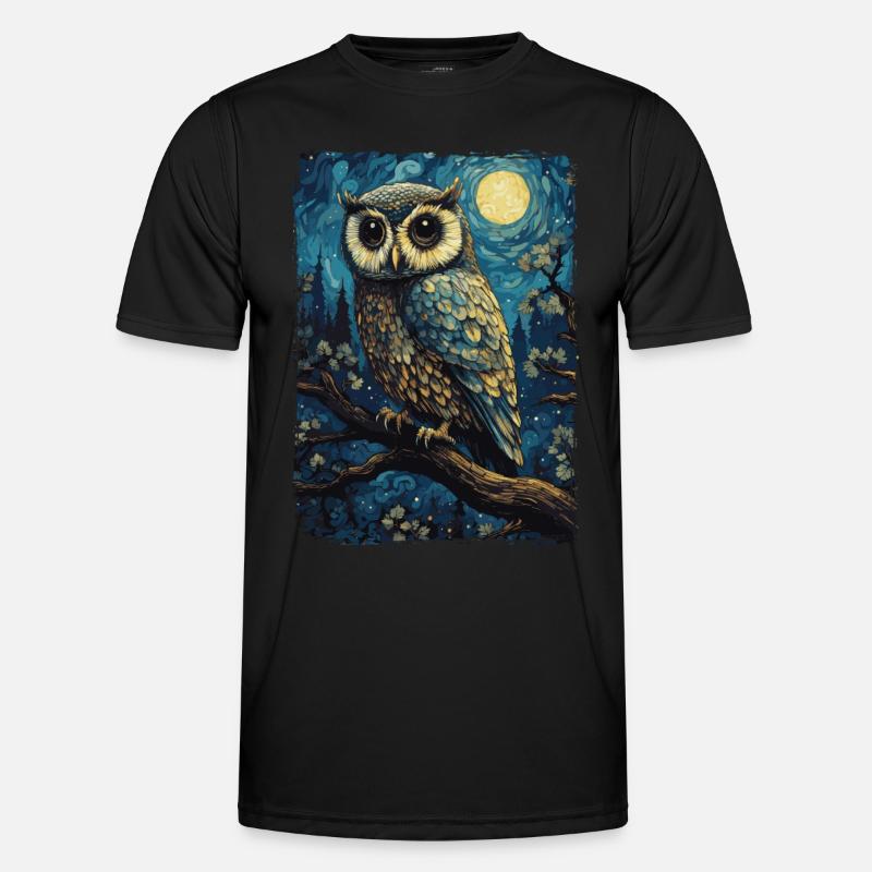 Eule Starry Night - Männer Funktions-T-Shirt - Schwarz