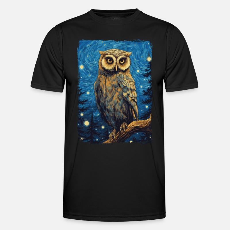 Eule Starry Night Männer Funktions-T-Shirt