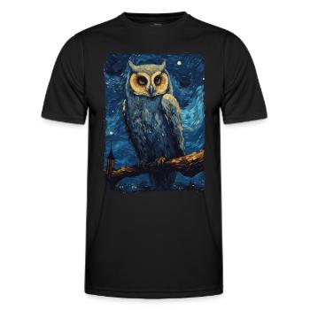 Hibou Nuit étoilée - T-shirt sport Homme - noir - Devant - AI Model Male 178 dark (178cm)