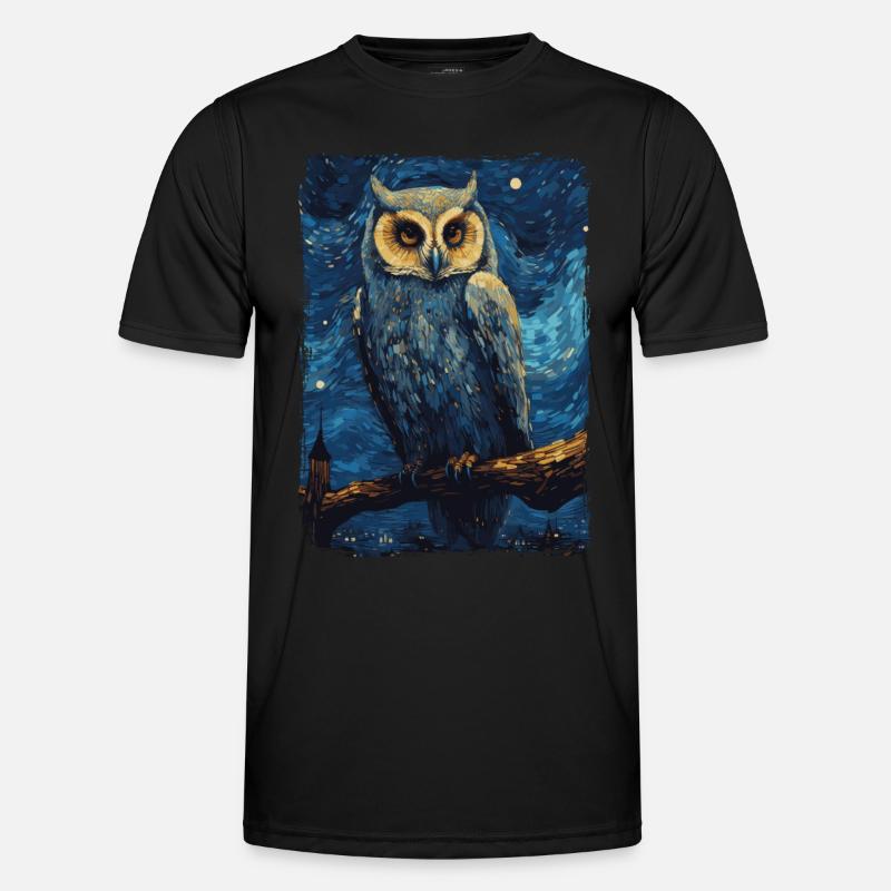 Eule Starry Night Männer Funktions-T-Shirt