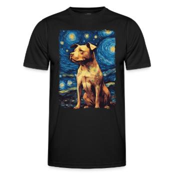 Pitbull Dog Starry Night - Men's Functional T-Shirt - black - Front - AI Model Male 178 dark (178cm)