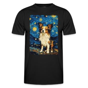 Papillon Hund Starry Night - Männer Funktions-T-Shirt - Schwarz - Vorne - AI Model Male 178 dark (178cm)
