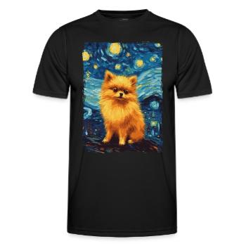 Zwergspitz Starry Night - Männer Funktions-T-Shirt - Schwarz - Vorne - AI Model Male 178 dark (178cm)