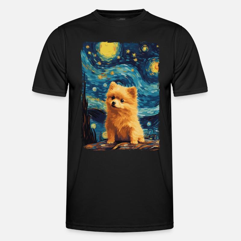Zwergspitz Starry Night Männer Funktions-T-Shirt