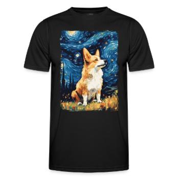 Corgi Starry Night - Männer Funktions-T-Shirt - Schwarz - Vorne - AI Model Male 178 dark (178cm)