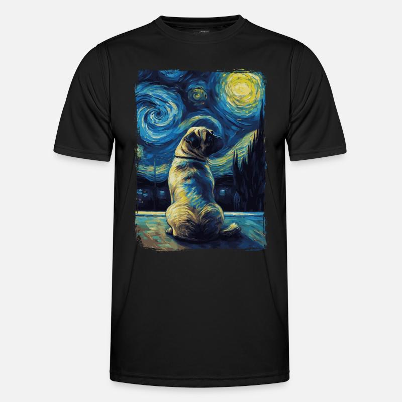 Mops Starry Night Männer Funktions-T-Shirt