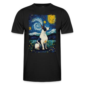 Bullterrier Starry Night - Männer Funktions-T-Shirt - Schwarz - Vorne - AI Model Male 178 dark (178cm)