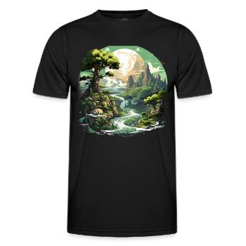 Von der Natur inspirierte landschaftliche Kunst - Männer Funktions-T-Shirt - Schwarz - Vorne - AI Model Male 178 dark (178cm)