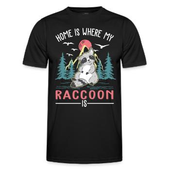 Home is where my raccoon is - Men's Functional T-Shirt - black - Front - AI Model Male 178 dark (178cm)