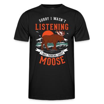 Moose Gift Elk Antlers Scandinavia - Men's Functional T-Shirt - black - Front - AI Model Male 178 dark (178cm)