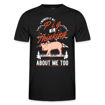 Pig Farmer Farmer Piggy - Men's Functional T-Shirt - black - Front - AI Model Male 178 dark (178cm)