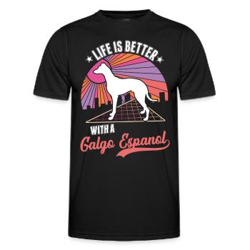 Life is better with a Galgo Espanol - Men's Functional T-Shirt - black - Front - AI Model Male 178 dark (178cm)