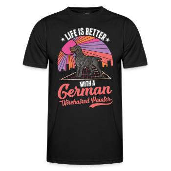 Life is better with a German wirehaired dog - Men's Functional T-Shirt - black - Front - AI Model Male 178 dark (178cm)