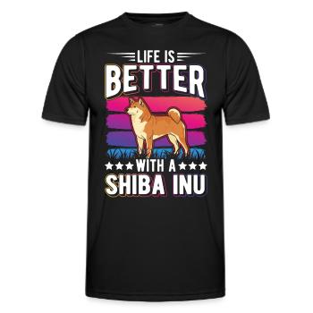 La vie est meilleure avec Shiba Inu - T-shirt sport Homme - noir - Devant - AI Model Male 178 dark (178cm)