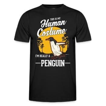 Pinguin Human Costume Penguin - Men's Functional T-Shirt - black - Front - AI Model Male 178 dark (178cm)