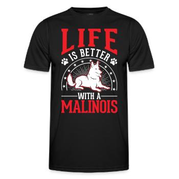 Life is better with a Malinois - Men's Functional T-Shirt - black - Front - AI Model Male 178 dark (178cm)