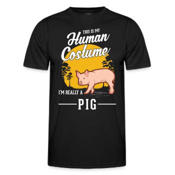 Costume de cochon fermier Halloween cochons - T-shirt sport Homme - noir - Devant - AI Model Male 178 dark (178cm)