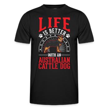 Das Leben ist besser mit Australien Cattle Dogs - Männer Funktions-T-Shirt - Schwarz - Vorne - AI Model Male 178 dark (178cm)