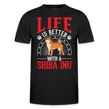 La vie est meilleure avec Shiba Inu - T-shirt sport Homme - noir - Devant - AI Model Male 178 dark (178cm)