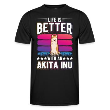 Das Leben ist besser mit einem Akita Inu - Männer Funktions-T-Shirt - Schwarz - Vorne - AI Model Male 178 dark (178cm)