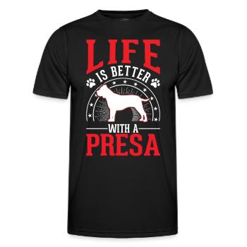 Das Leben ist besser mit einem Presa Canario - Männer Funktions-T-Shirt - Schwarz - Vorne - AI Model Male 178 dark (178cm)